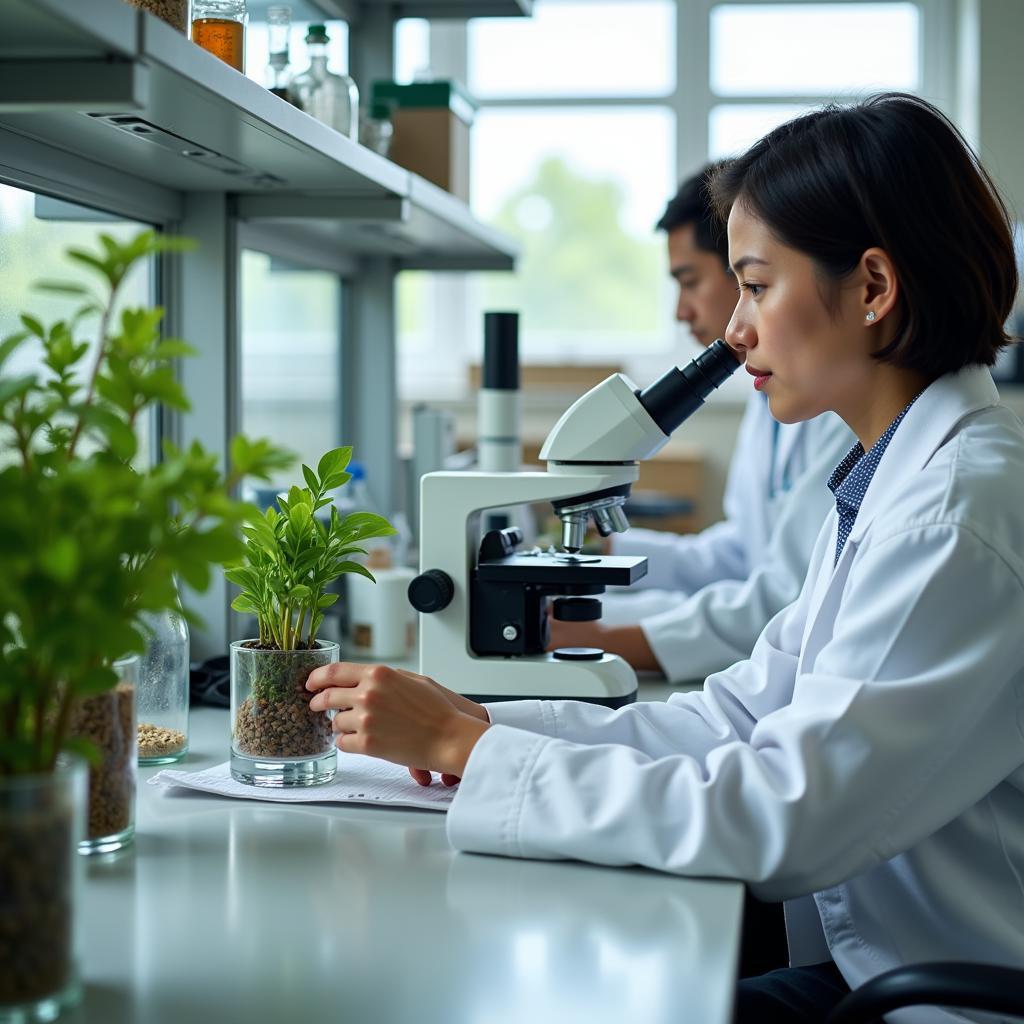 Scientists analyzing samples in the HARC laboratory