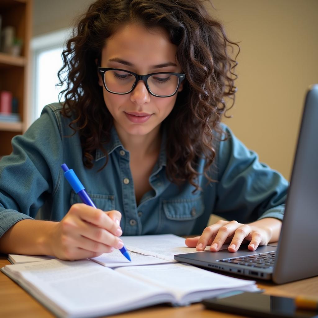 Student Studying Health Research Methods