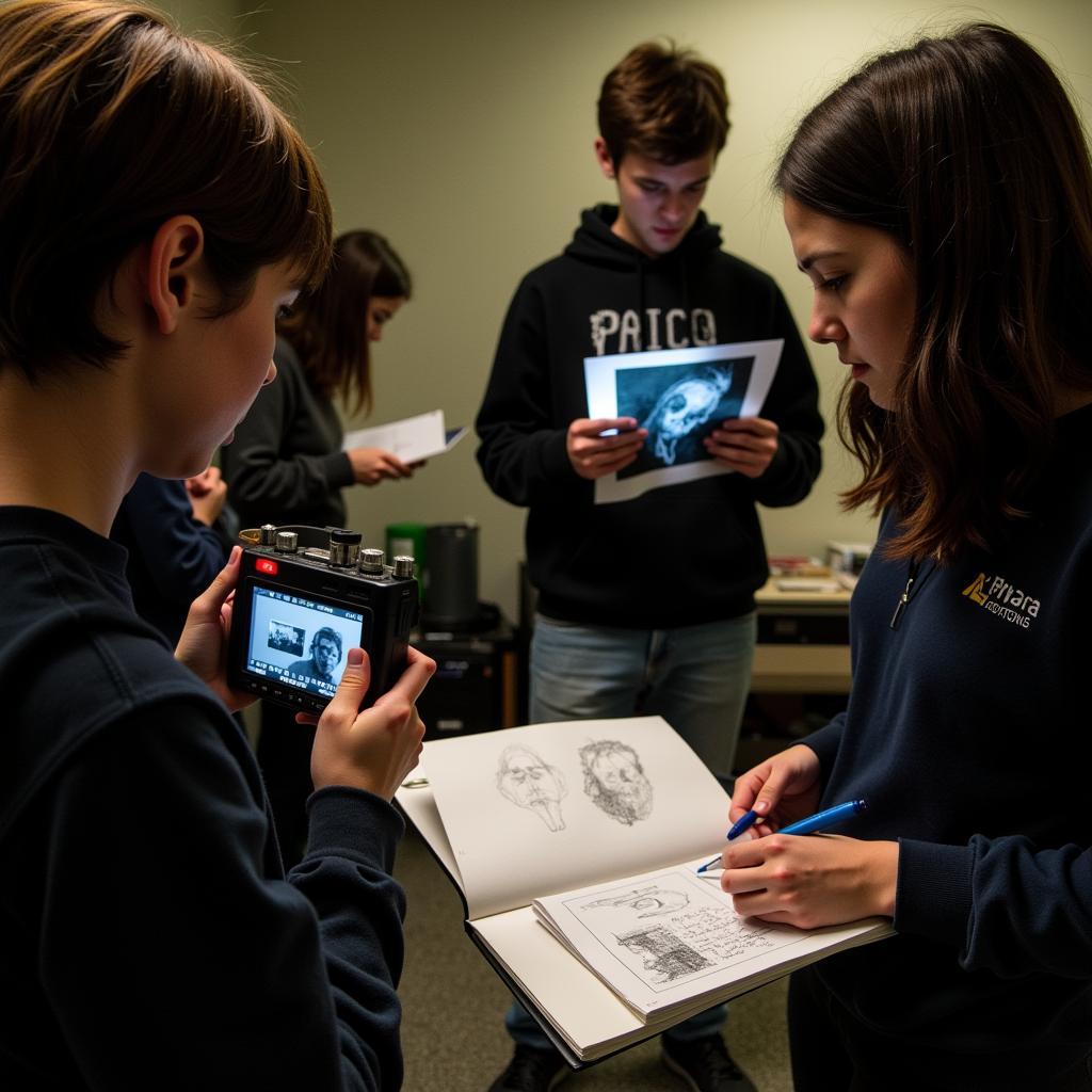 Students working on paranormal research projects