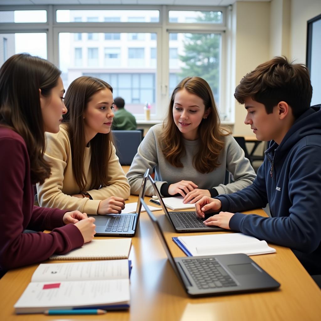 High school students conducting a cognitive psychology experiment