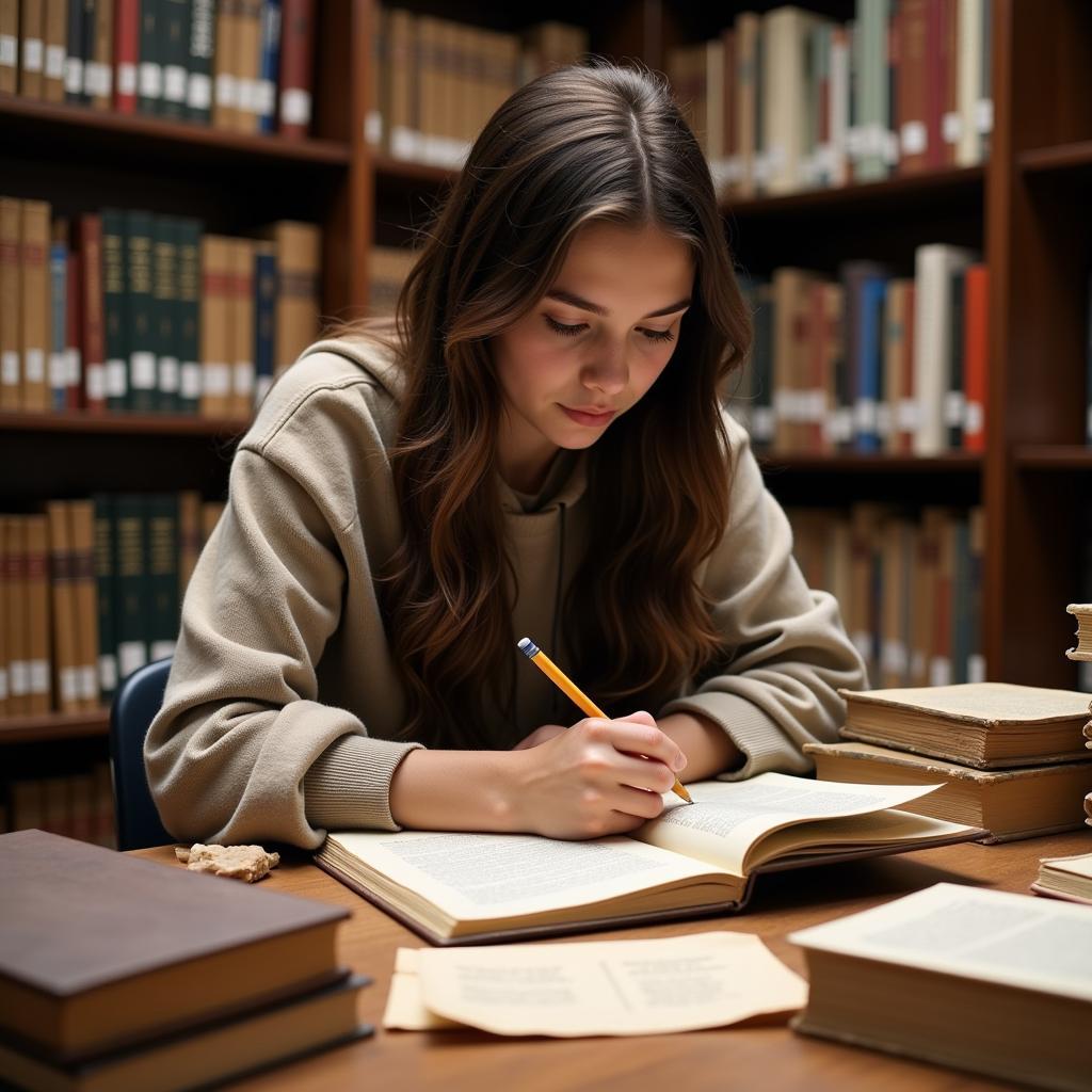 High School Student Participating in a Humanities Research Program