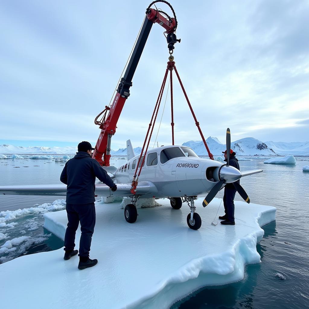 Researchers Extracting Plane from Iceberg