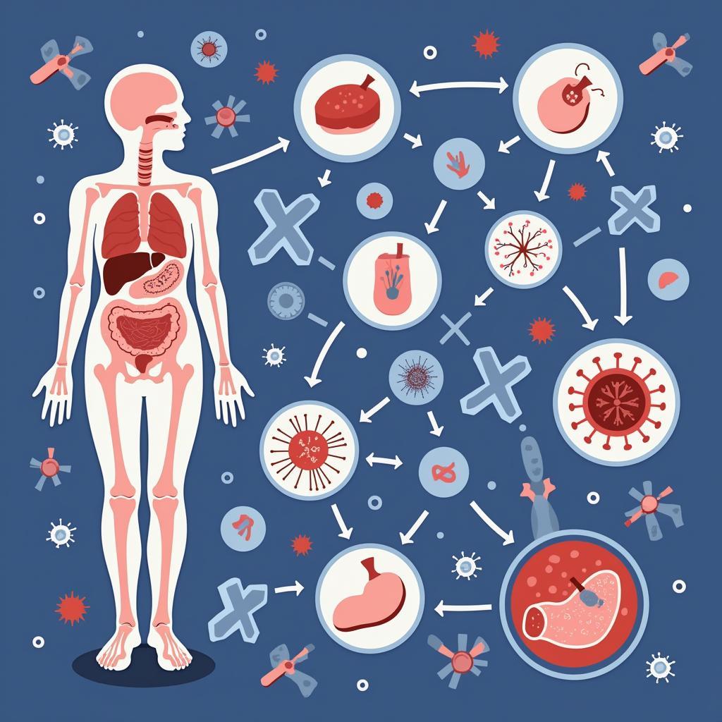 Illustration of an overactive immune system attacking healthy tissues in lupus