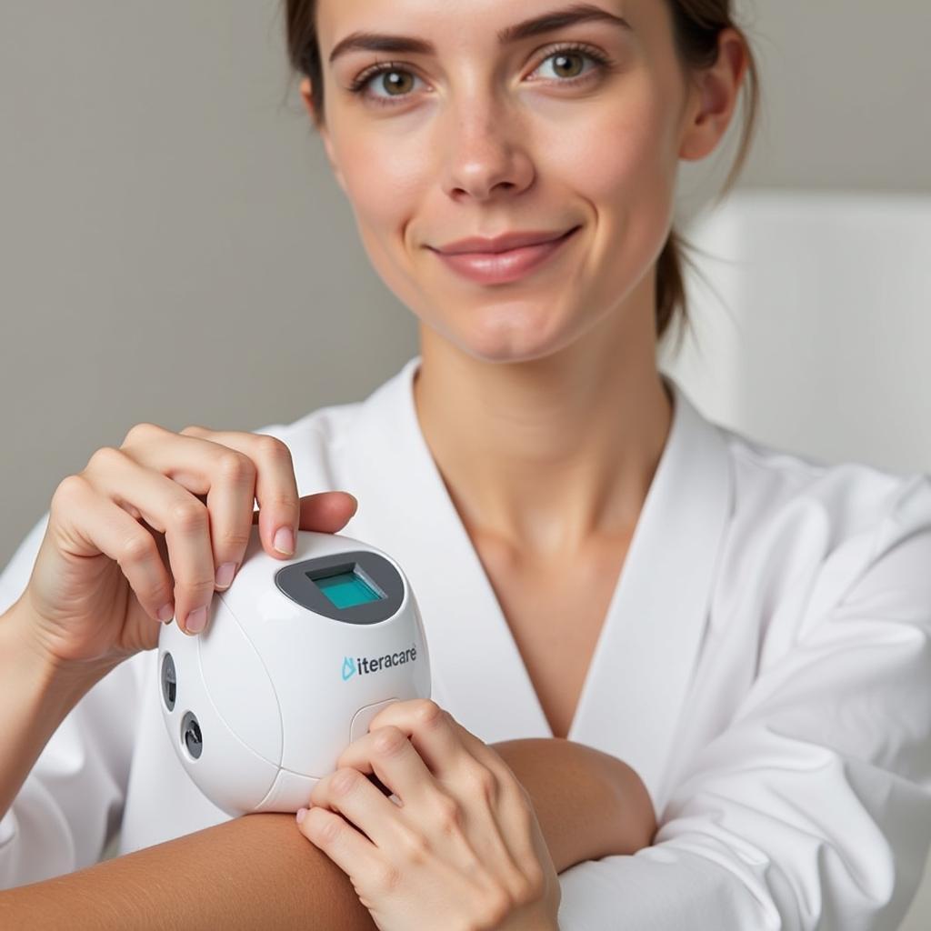 A person using an Iteracare device during a treatment session.