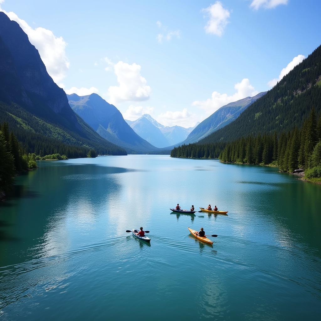 Kayaking through the serene waters of Kachemak Bay National Estuarine Research Reserve.