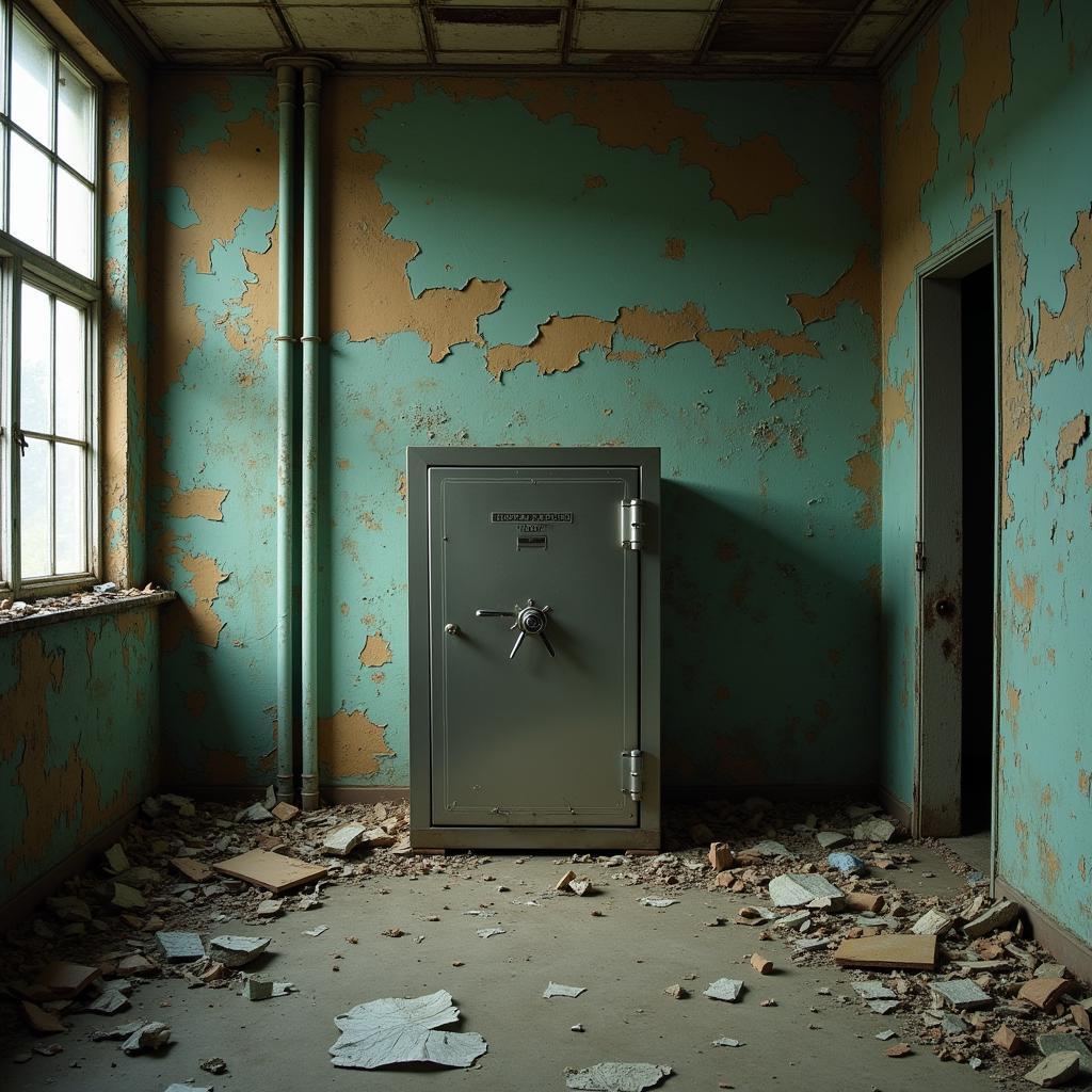 Interior view of the Kreet research lab featuring the safe