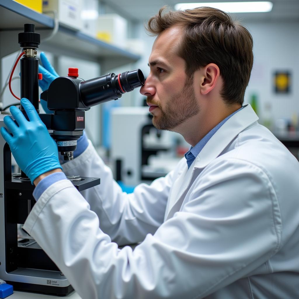 Scientist conducting research at Kresge Hearing Research Institute