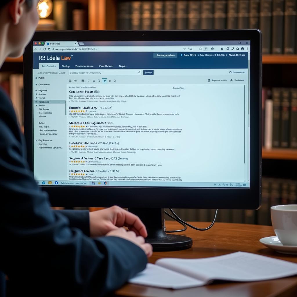 Lawyer using a legal database for research