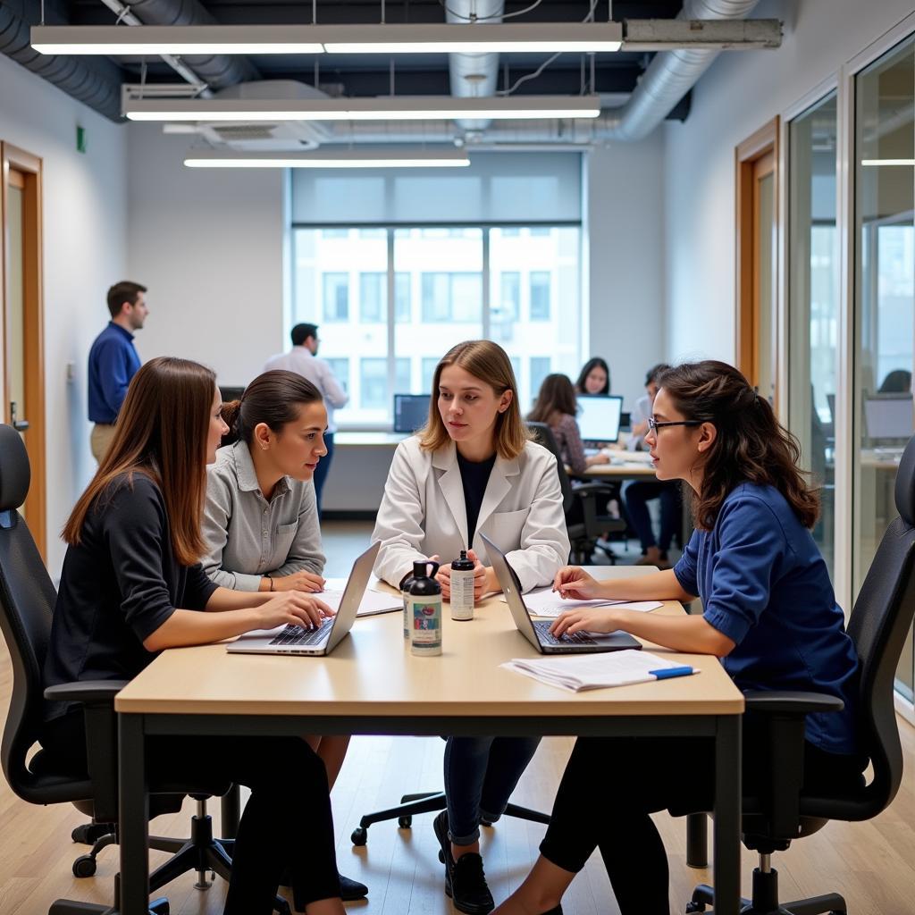 Researchers Collaborating in a Learning Research Center