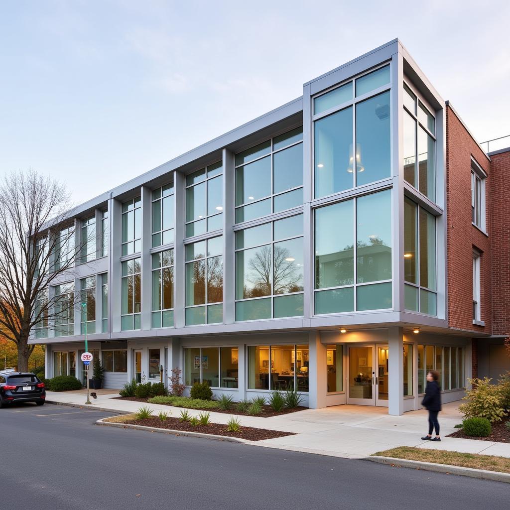 Lederle Graduate Research Center exterior view on North Pleasant Street, Amherst MA