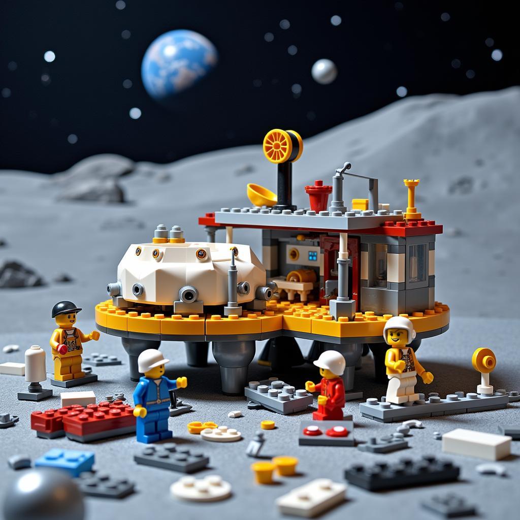 Lego Lunar Research Base Construction