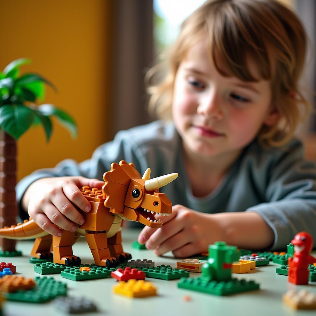 Lego Triceratops Model Fostering Educational Play