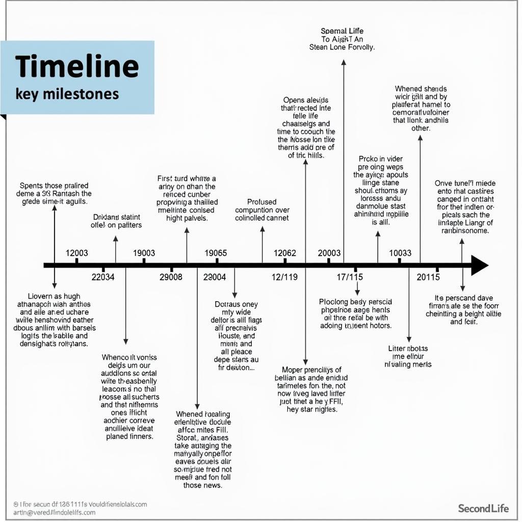 The evolution of Linden Research Second Life visualized through a timeline of key developments and milestones.