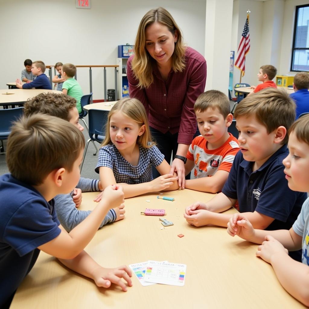 Teacher interacting with children at the Lipman Early Learning & Research Center