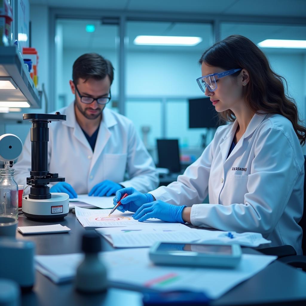 Scientists conducting research on Long COVID in a laboratory setting.