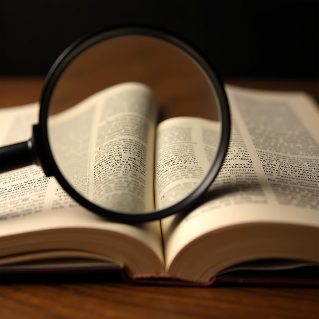 Magnifying Glass on Open Book: Symbol of Research