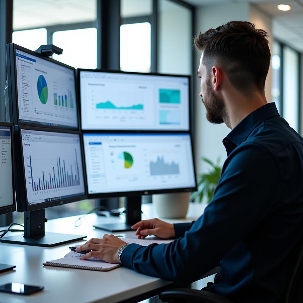 Market Research Analyst Working on a Computer