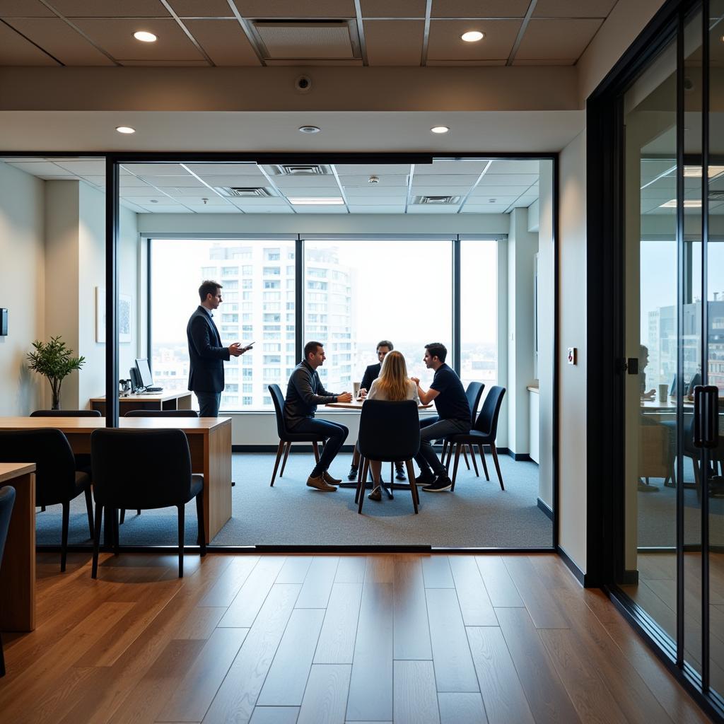 Modern Market Research Facility Interior with Observation Room