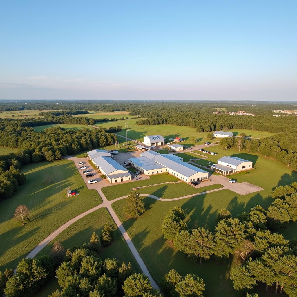 Aerial view of the Marshfield Agricultural Research Station and surrounding area