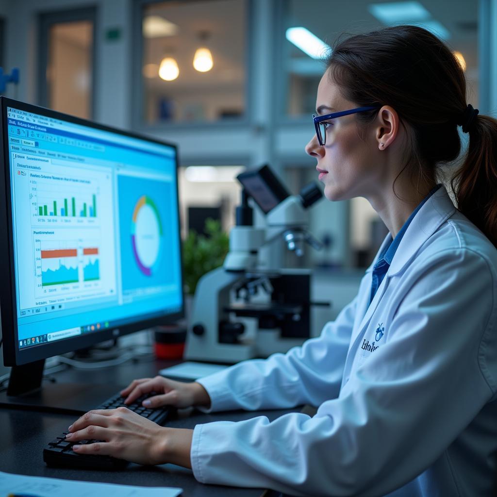 Medical Researcher Analyzing Data