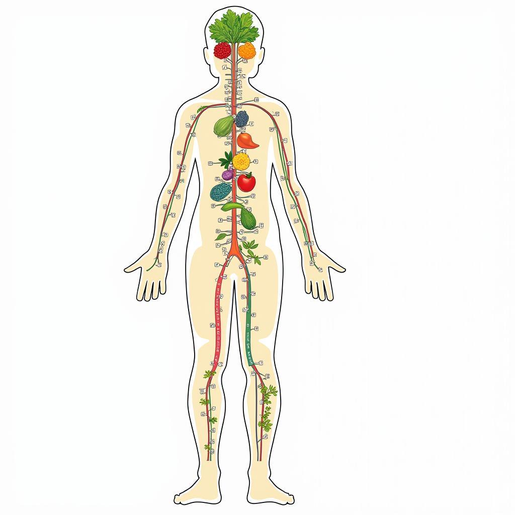 Diagram illustrating the interaction between nutrients and molecular pathways