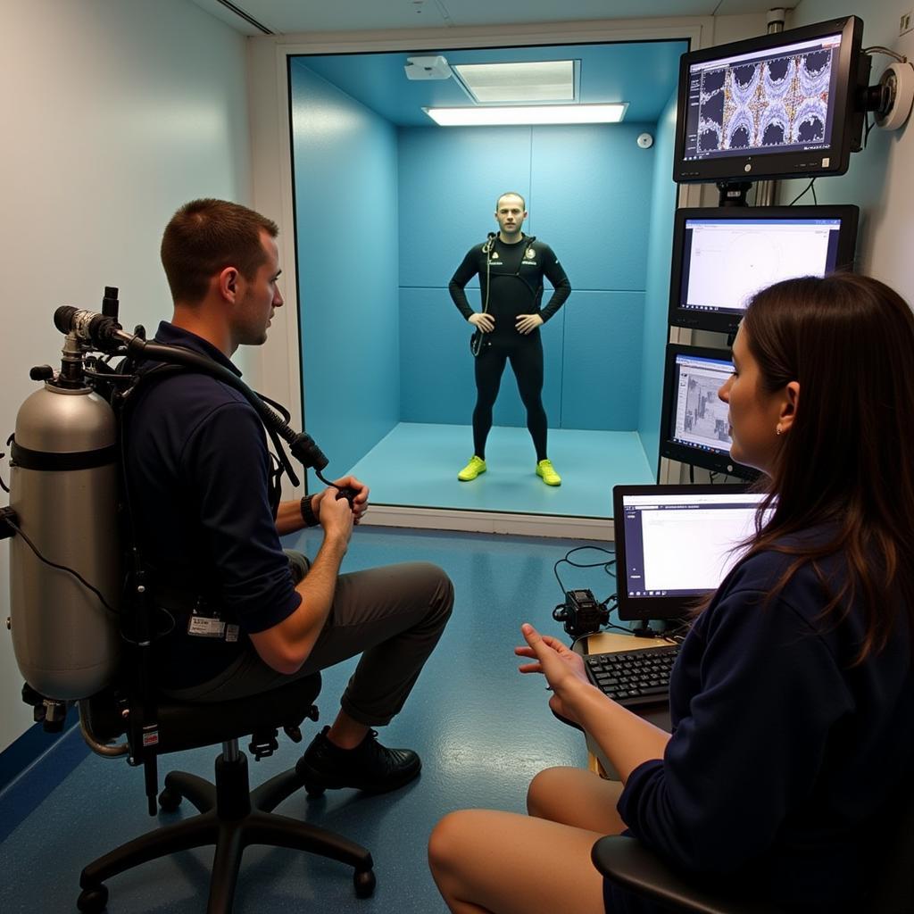 Naval Health Research Center Diver Undergoing Physiological Testing