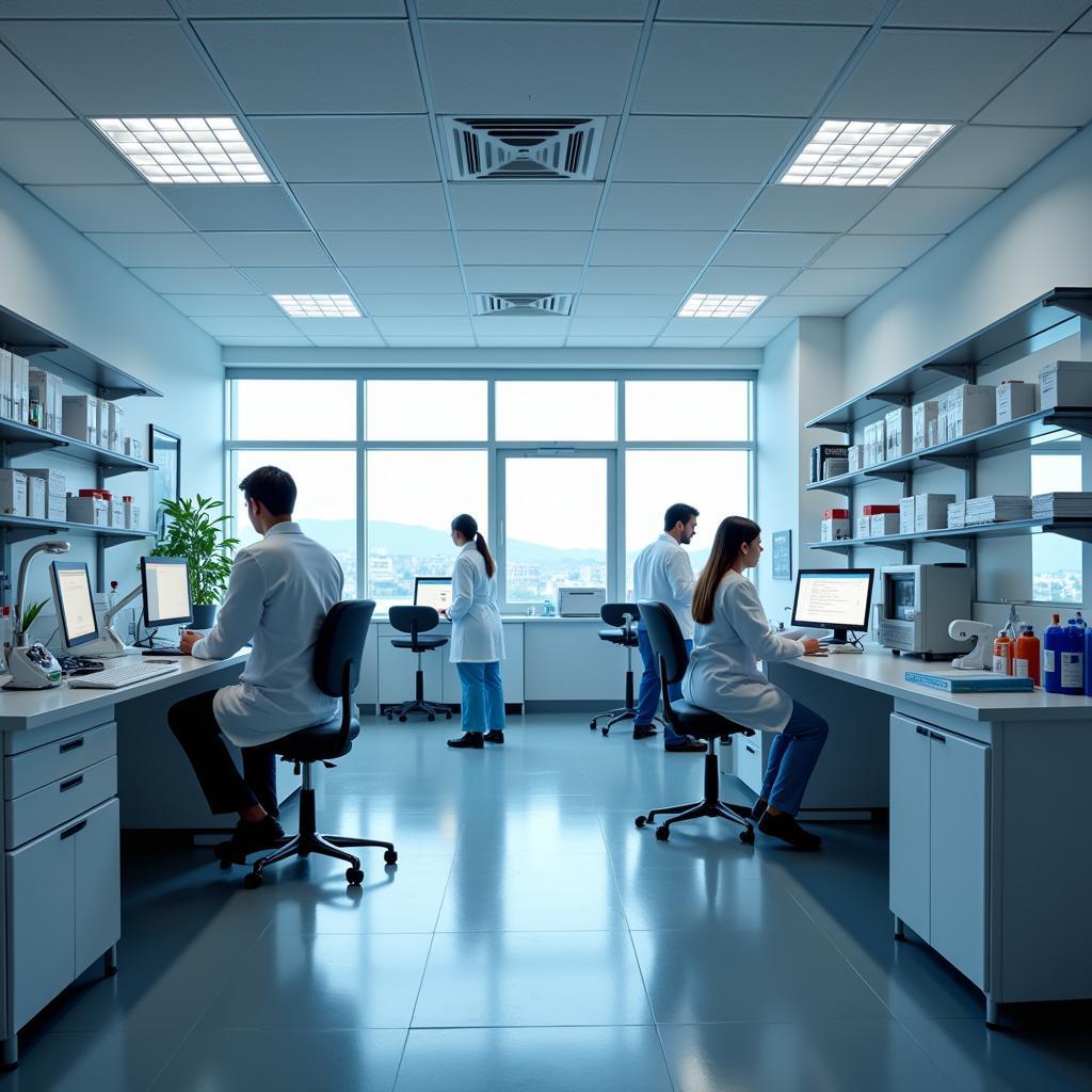 Researchers working in a lab at NM Clinical Research and Osteoporosis Center