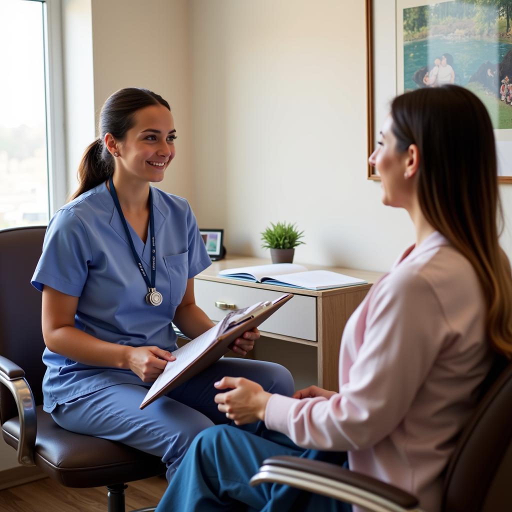 Nurse Interviewing Patient for Research Study