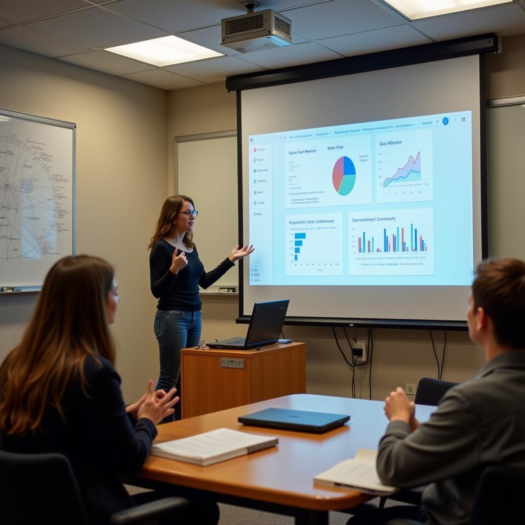 NYU Law student presenting directed research findings