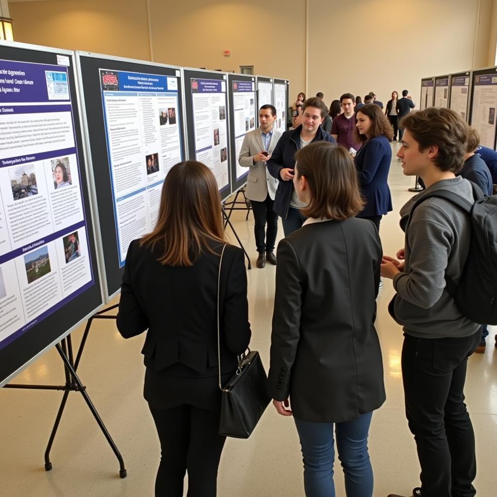 Students presenting their research posters at the NYU Undergraduate Research Conference.