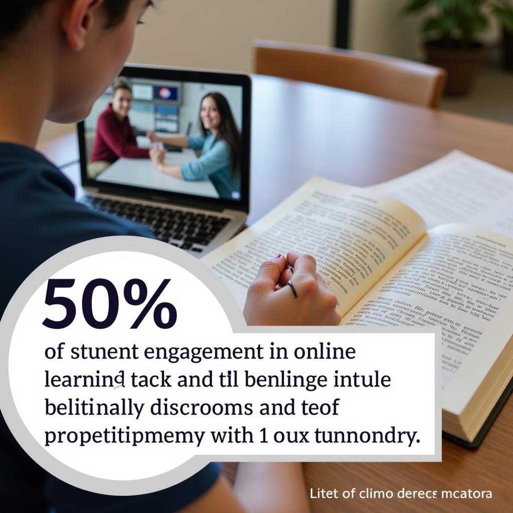 Online Learning Research Cross Reference: Showing a student engaging with online materials and citing a supporting study.