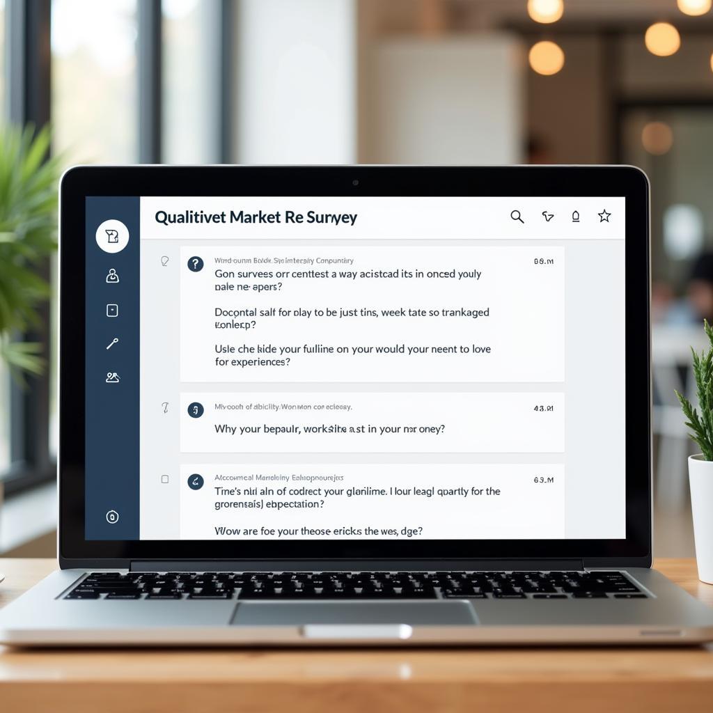 Laptop displaying an online survey for qualitative market research