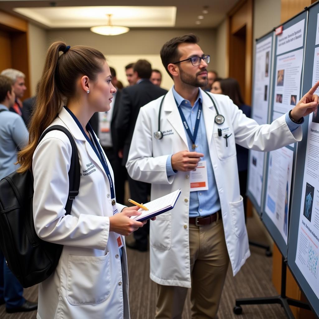 Medical student networking with orthopedic surgeon at a conference