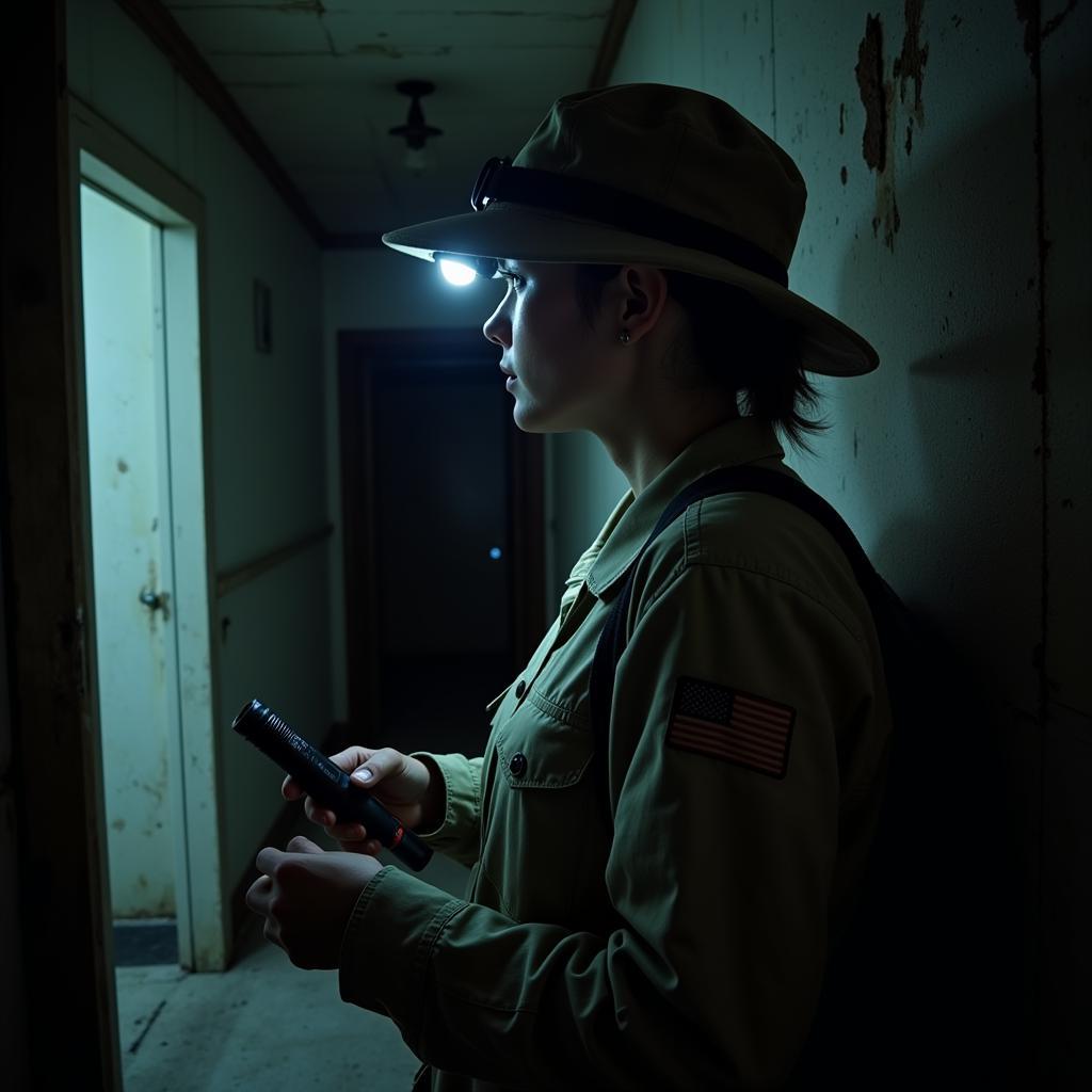 Paranormal Investigator Wearing Outdoor Research Baseball Hat