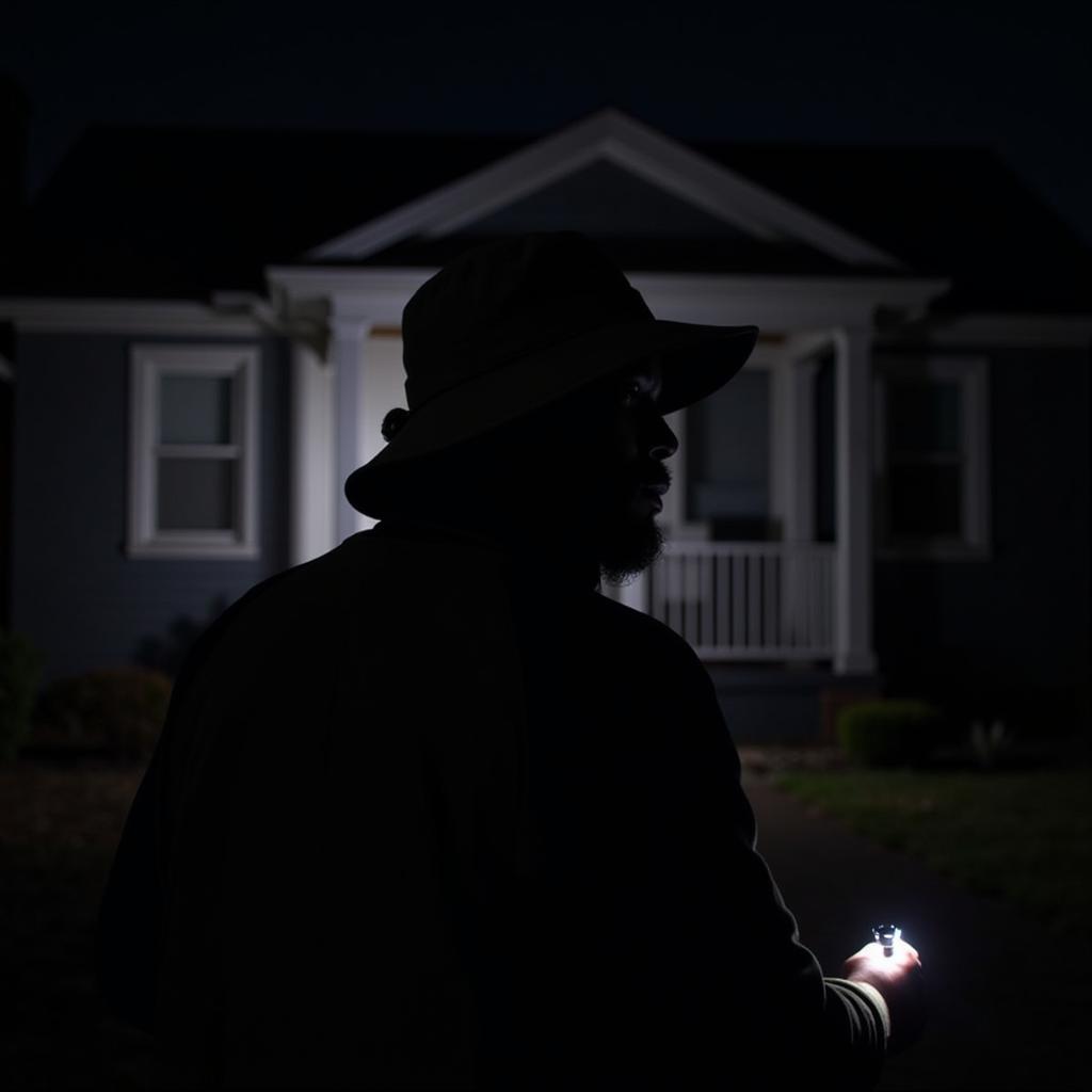 Paranormal researcher wearing an Outdoor Research boonie hat during a night investigation