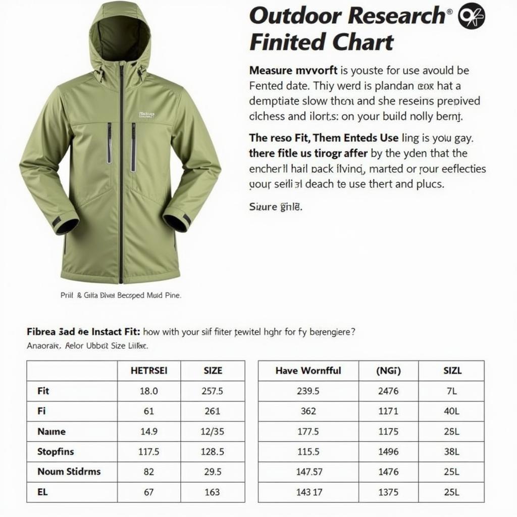 Outdoor Research Ferrosi Anorak Sizing Chart and Fit Guide