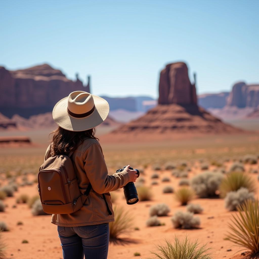 Paranormal Investigator Wearing a Sun Hat in Desert