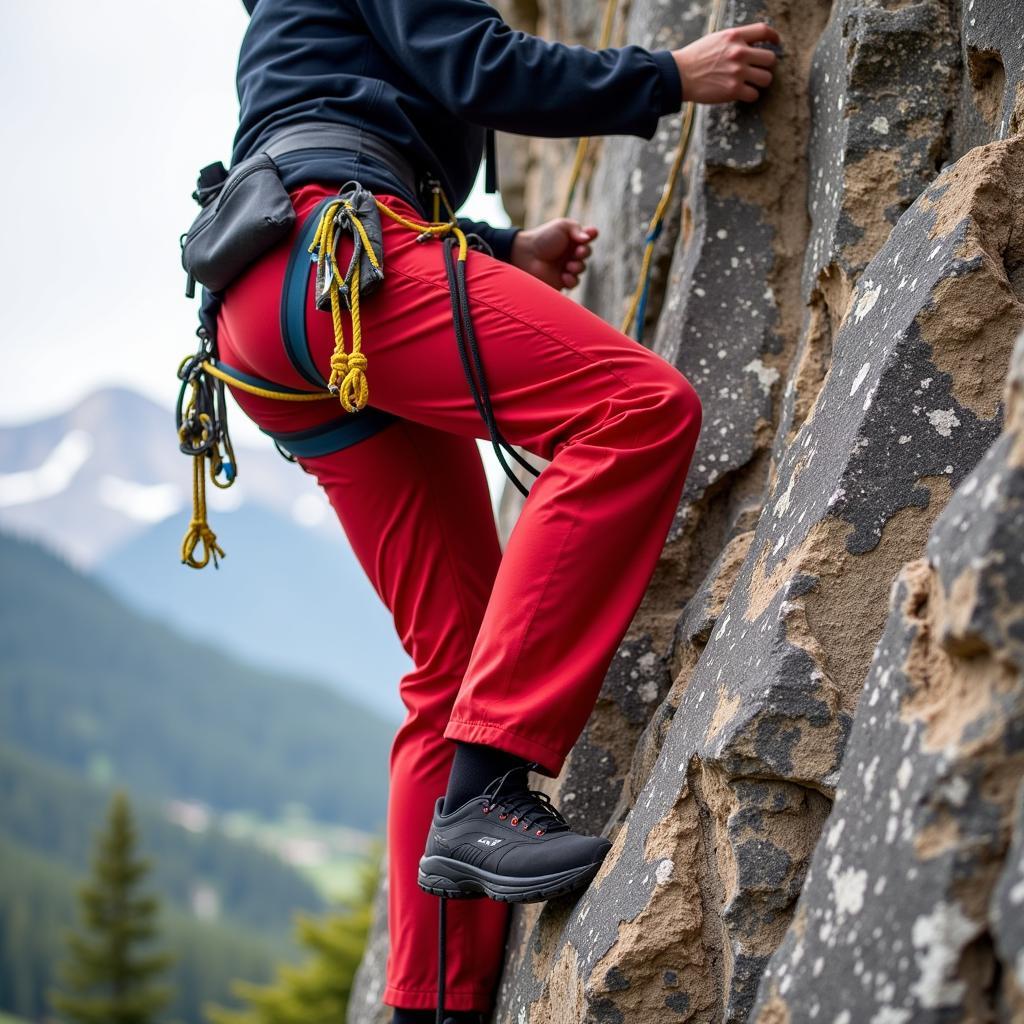 Climbing in Outdoor Research Trousers