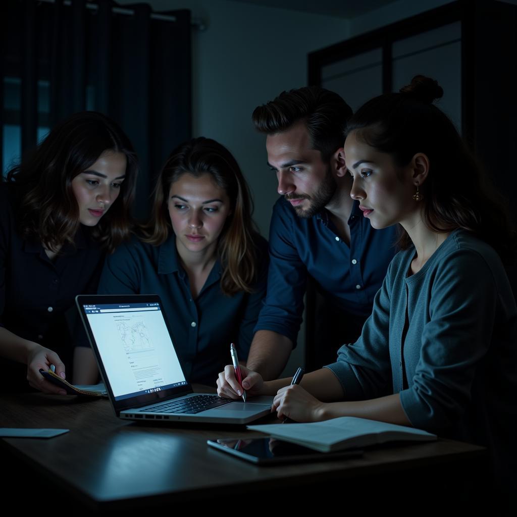 Paranormal Investigation Team Reviewing Evidence