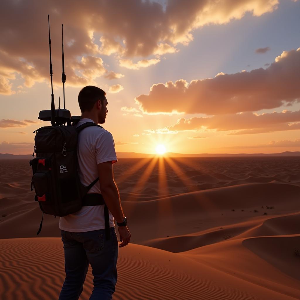 Paranormal Investigator in the Desert wearing an Echo T-Shirt