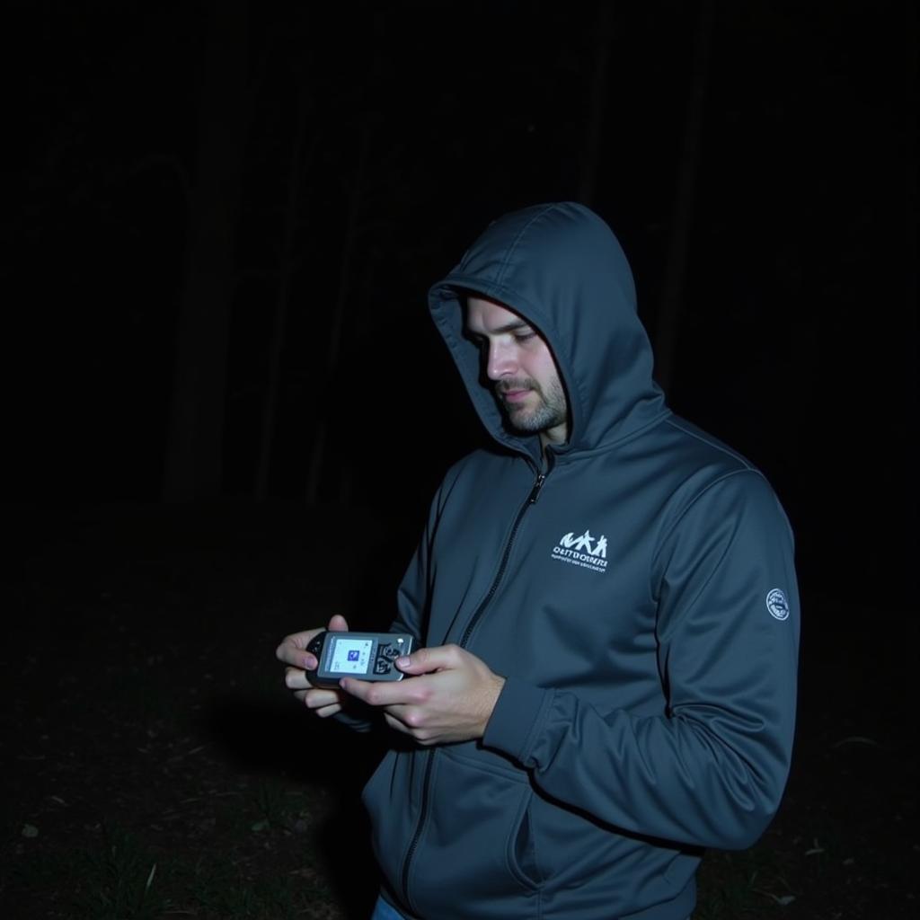 Paranormal Investigator Wearing ActiveIce Hoodie