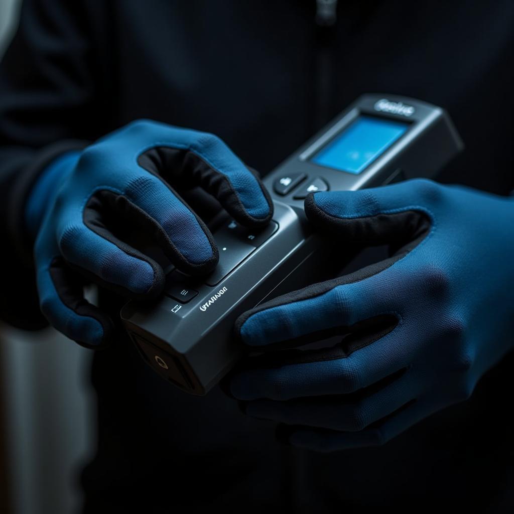 Paranormal Investigator Wearing Outdoor Research ActiveIce Gloves