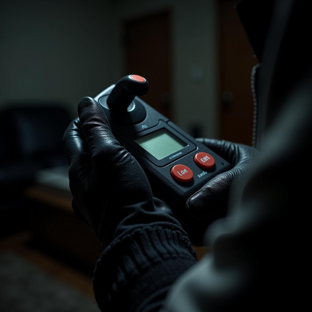 Investigator Using EMF Reader with Outdoor Research Gloves