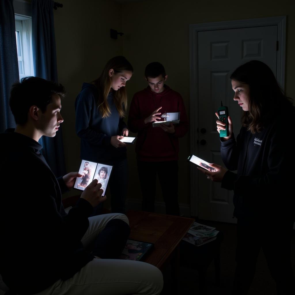 Students engaging in paranormal research at Kean University, utilizing various tools and techniques.