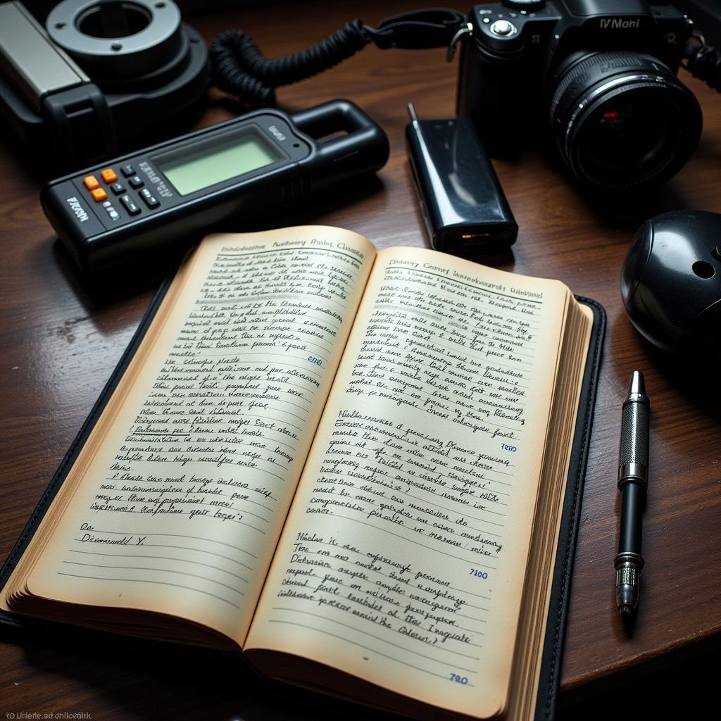 Paranormal Investigation Documentation Logbook and Equipment