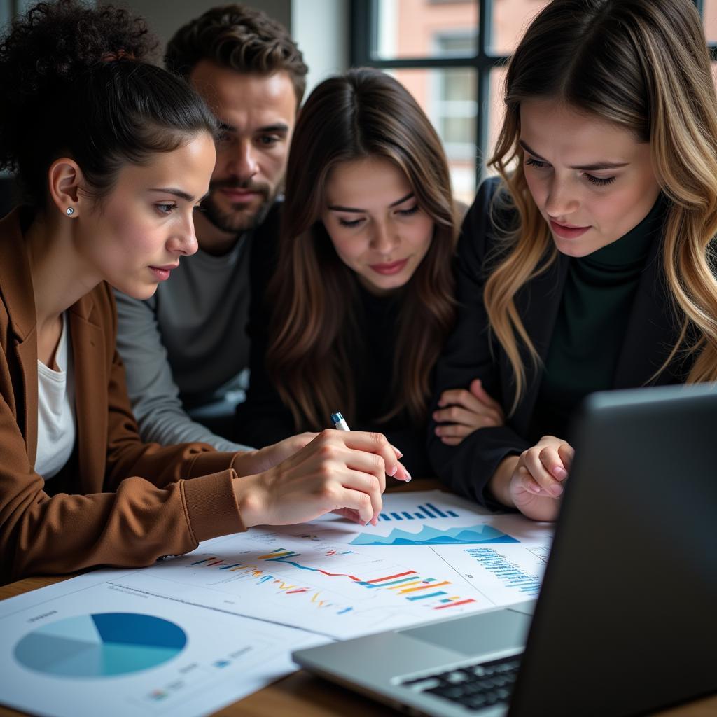 A team of paranormal researchers analyzing data after an investigation