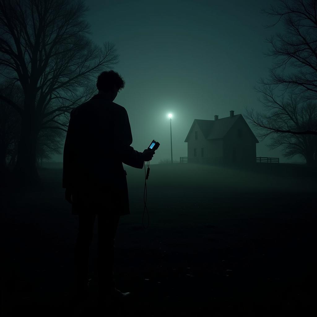 Paranormal Research Worker Conducting a Field Investigation