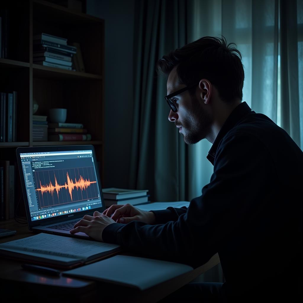 Paranormal Researcher Reviewing Evidence