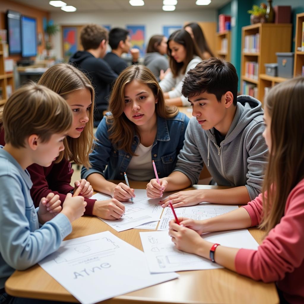 Students Collaboratively Working on a Project