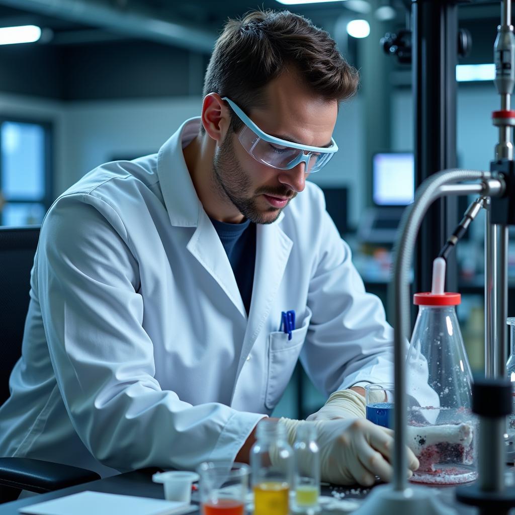 Scientist Conducting Experiment in a Physics Research Lab